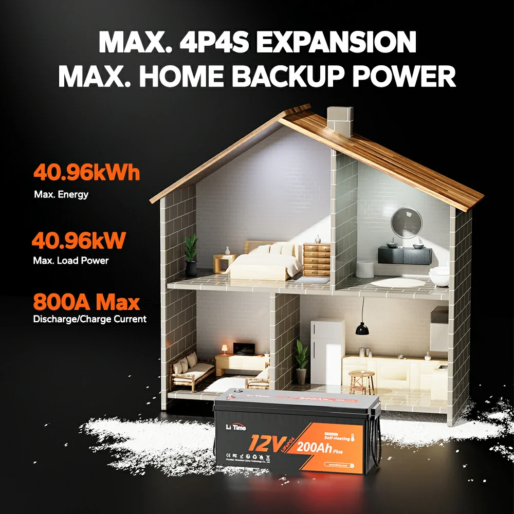 LiTime 12V 200Ah Plus Self-Heating LiFePO4 Battery 6 LiTime 12V 200Ah Plus Self-Heating LiFePO4 Battery