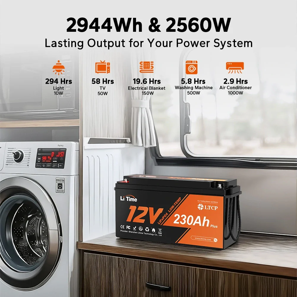 LiTime 12V 230Ah Plus Deep Cycle LiFePO4 Battery with Low-Temp Protection 5 LiTime 12V 230Ah Plus Deep Cycle LiFePO4 Battery with Low-Temp Protection