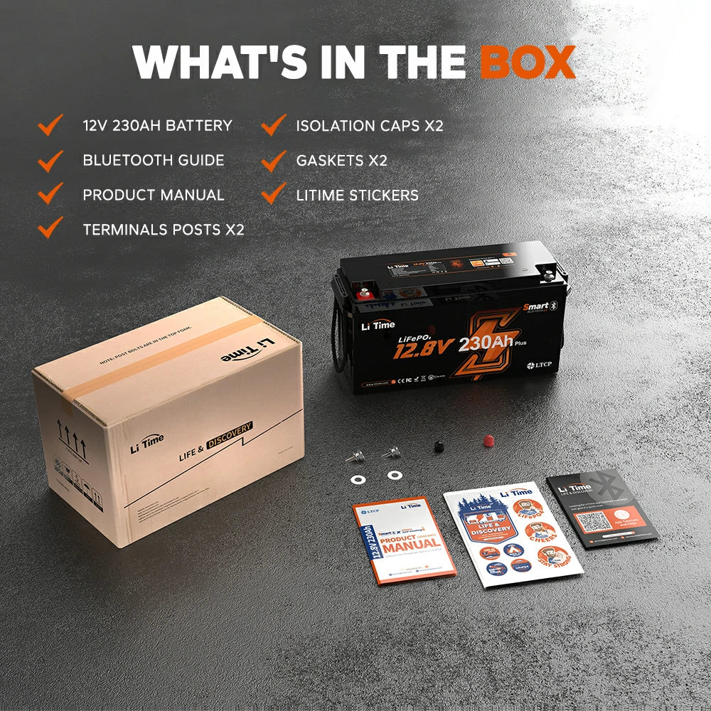 LiTime 12V 230Ah Bluetooth Lithium RV Battery with Low-Temp Protection