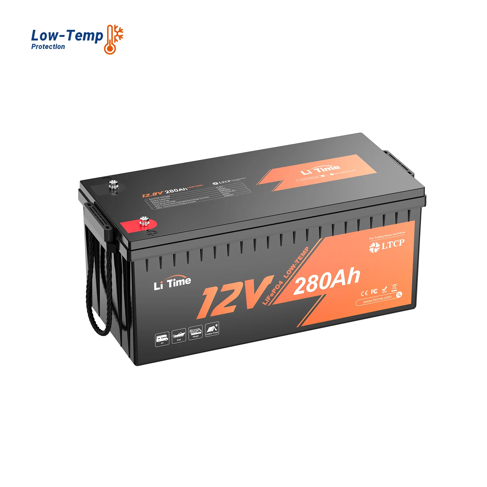 LiTime 12V 280Ah Plus Deep Cycle Lithium Battery with Low-Temp Protection