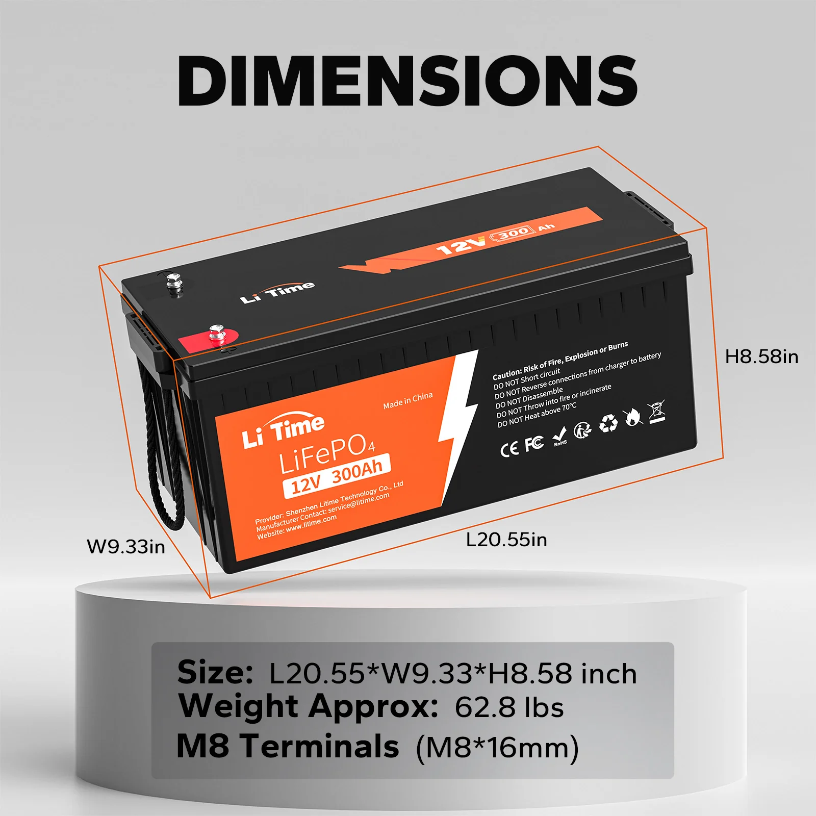 LiTime 12V 300Ah LiFePO4 Lithium Battery for RV