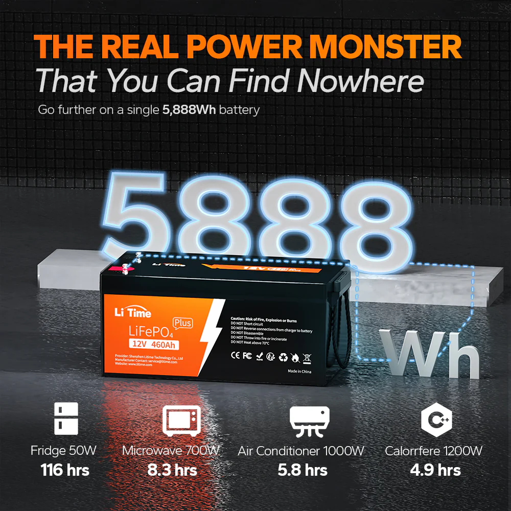 LiTime 12V 460Ah LiFePO4 Lithium Group 8D Battery | Large Lithium Battery