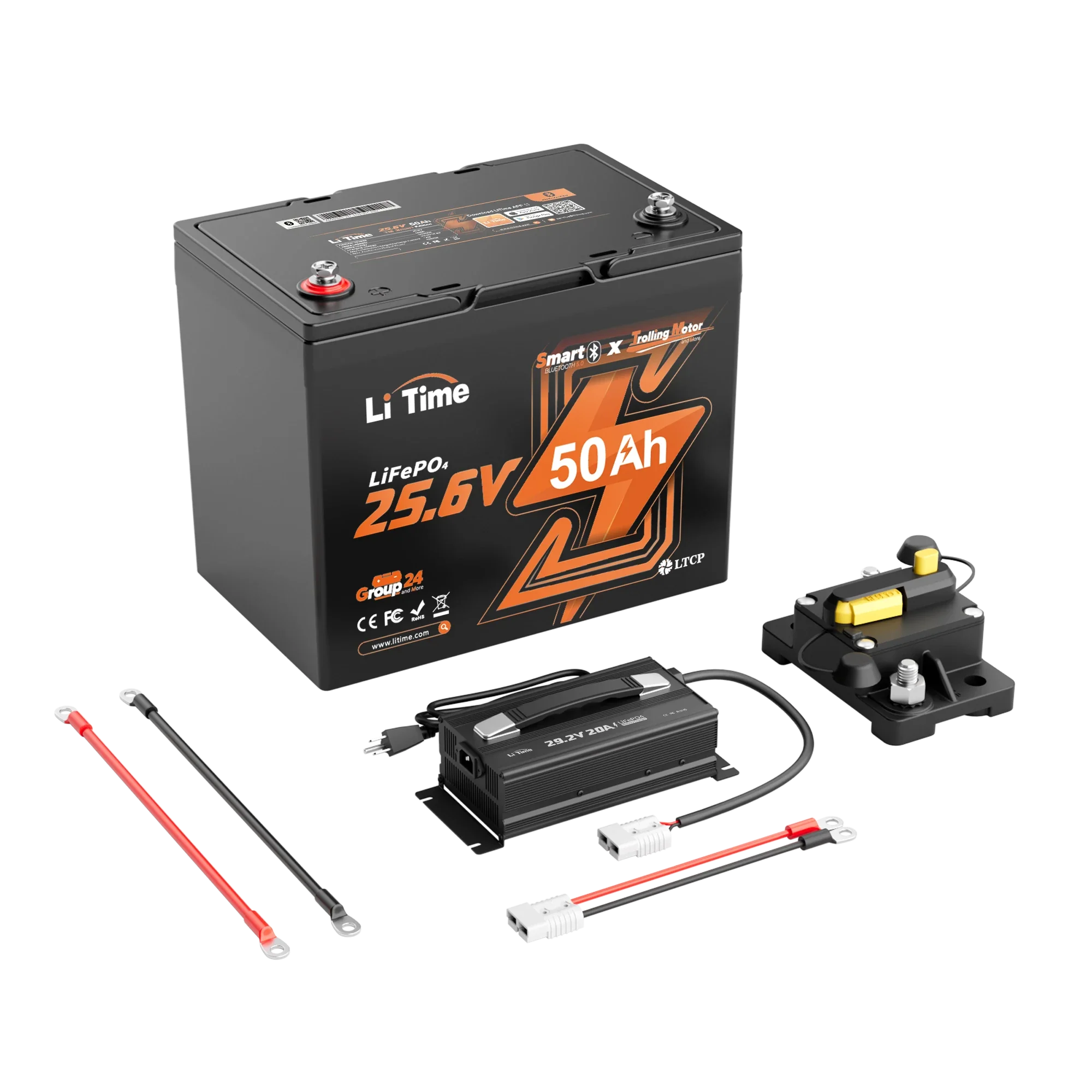LiTime 24V 50Ah TM LiFePO4 Lithium Marine Trolling Motor Bluetooth Battery 12 LiTime 24V 50Ah TM LiFePO4 Lithium Marine Trolling Motor Bluetooth Battery