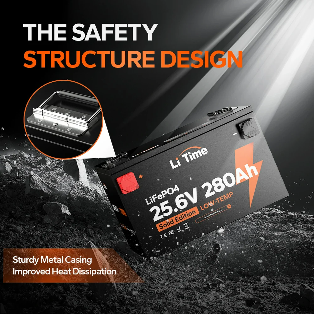 LiTime 24V 280Ah Lithium Battery For Off-grid & Home Backup with Low-Temp Protection