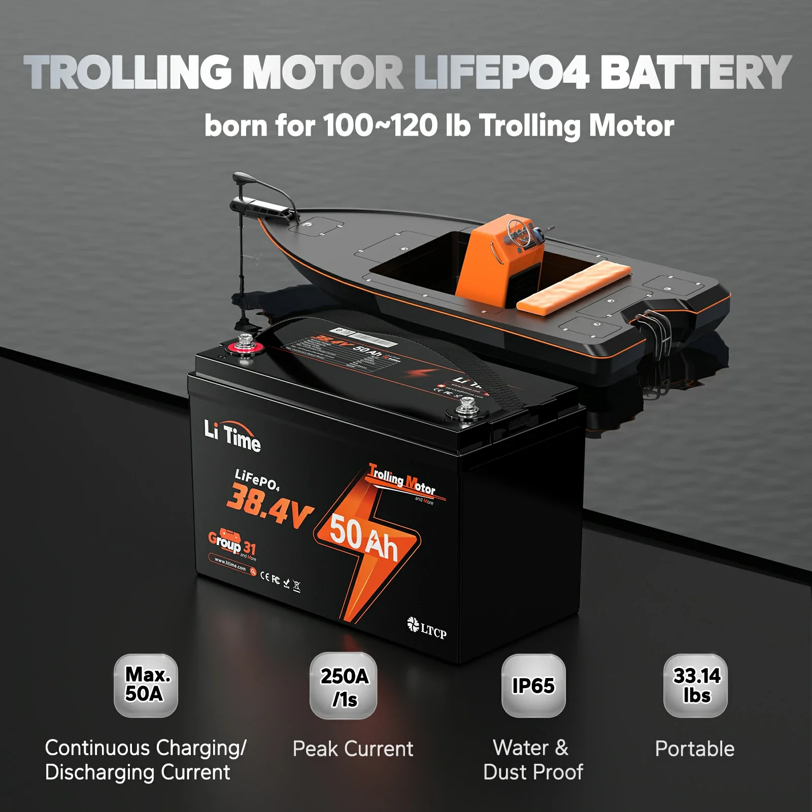 LiTime 36V 50Ah Marine Trolling Motor LiFePO4 Lithium Battery 4 LiTime 36V 50Ah Marine Trolling Motor LiFePO4 Lithium Battery