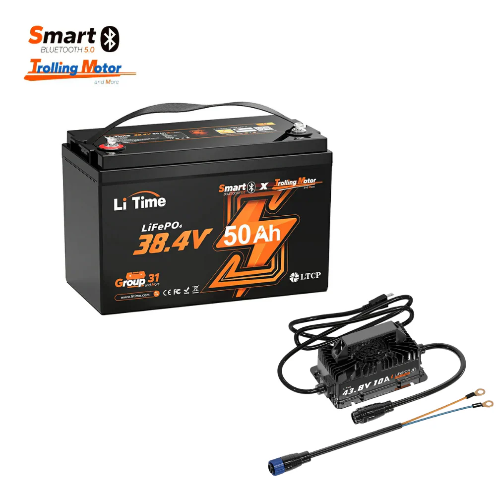 LiTime 36V 50Ah Marine Trolling Motor Lithium Bluetooth Battery