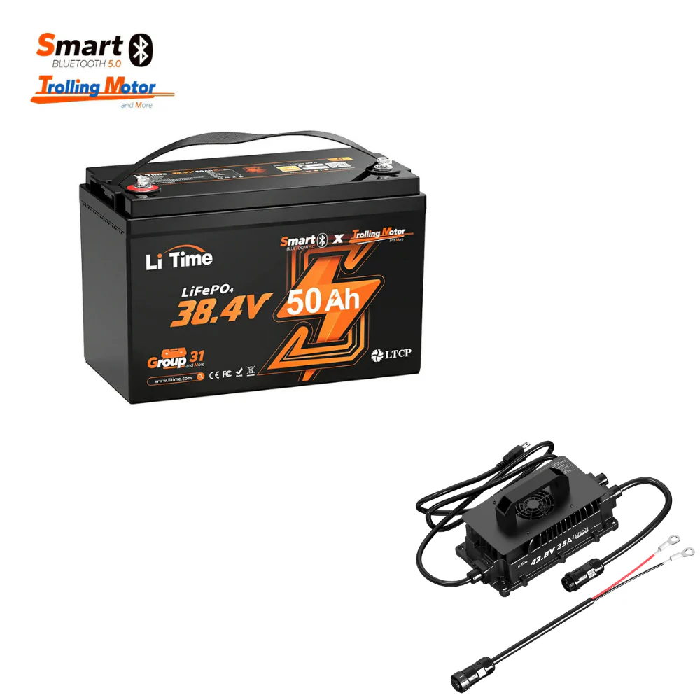 LiTime 36V 50Ah Marine Trolling Motor Lithium Bluetooth Battery