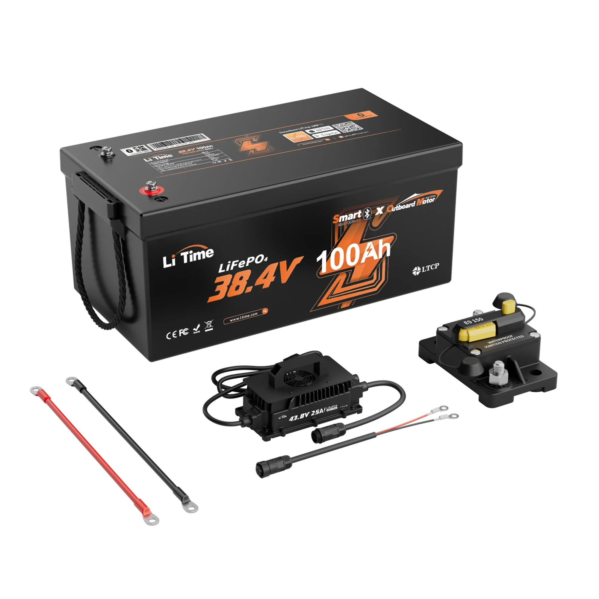 LiTime 36V 100Ah OBM Outboard Motor Lithium Marine Electric Boat Battery