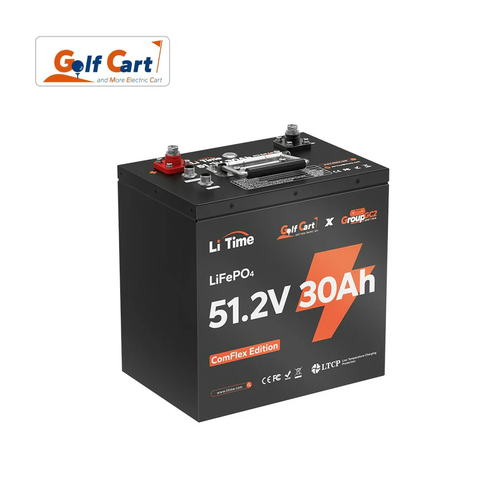 LiTime 48V 30Ah Lithium Golf Cart GC2 Metal Case RS485 Monitor Battery | 6V Battery Replacement
