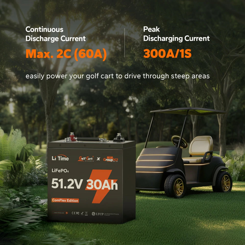 LiTime 48V 30Ah Lithium Golf Cart GC2 Metal Case RS485 Monitor Battery | 6V Battery Replacement 5 LiTime 48V 30Ah Lithium Golf Cart GC2 Metal Case RS485 Monitor Battery | 6V Battery Replacement