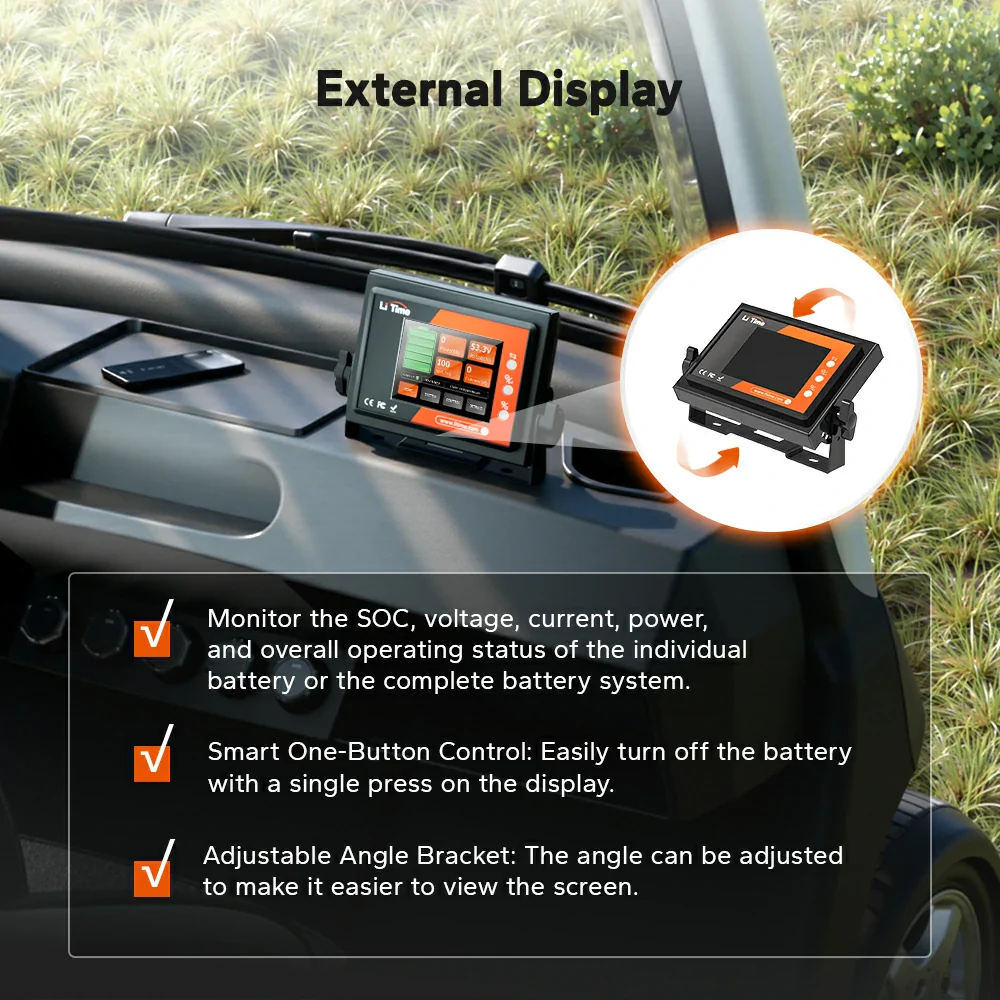 LiTime 48V 60Ah Golf Cart Lithium Battery - 120A BMS & Real-Time Monitoring 8 LiTime 48V 60Ah Golf Cart Lithium Battery - 120A BMS & Real-Time Monitoring