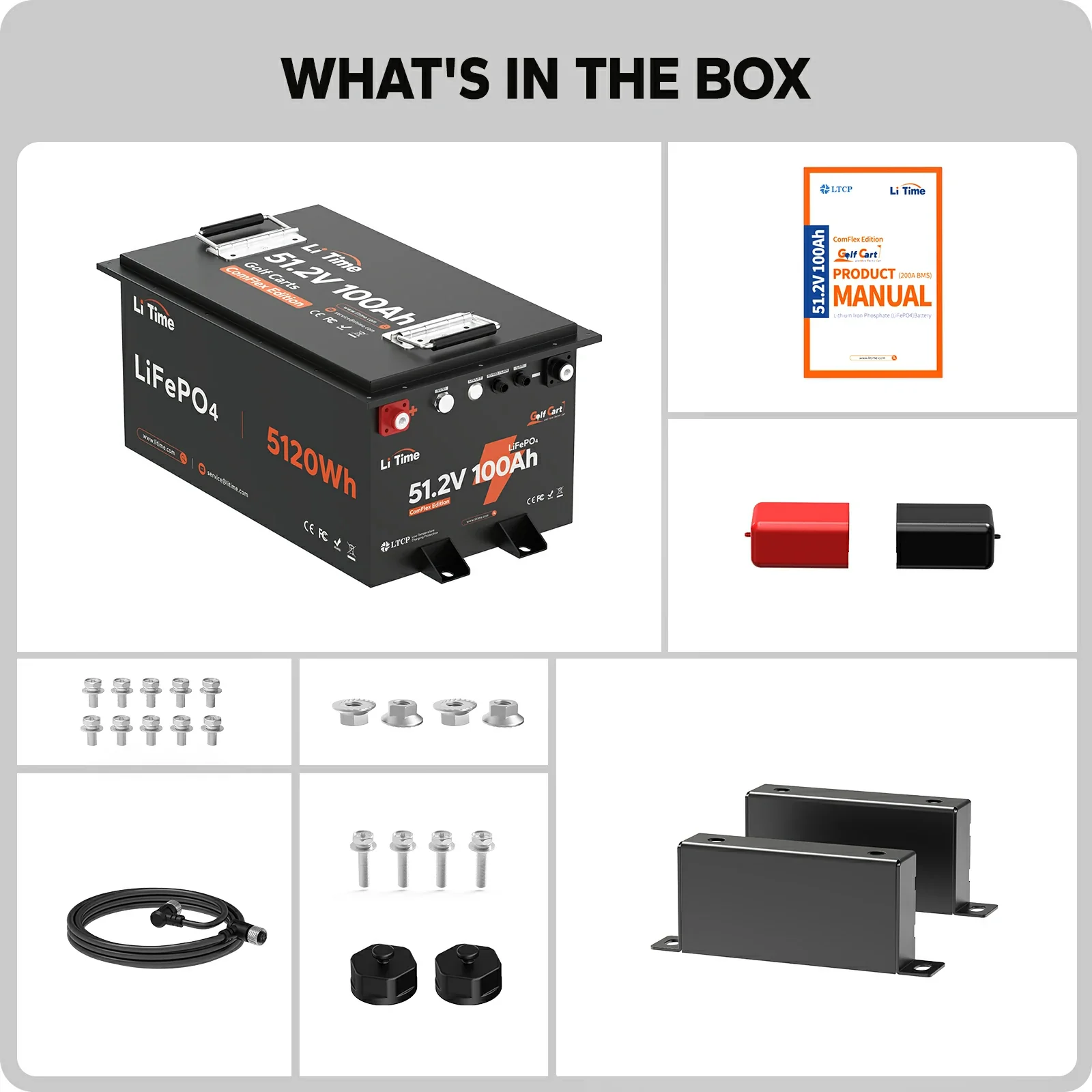 LiTime 48V 100Ah Golf Cart Metal Case Lithium Battery - 200A BMS & Real-Time Monitoring 14 LiTime 48V 100Ah Golf Cart Metal Case Lithium Battery - 200A BMS & Real-Time Monitoring