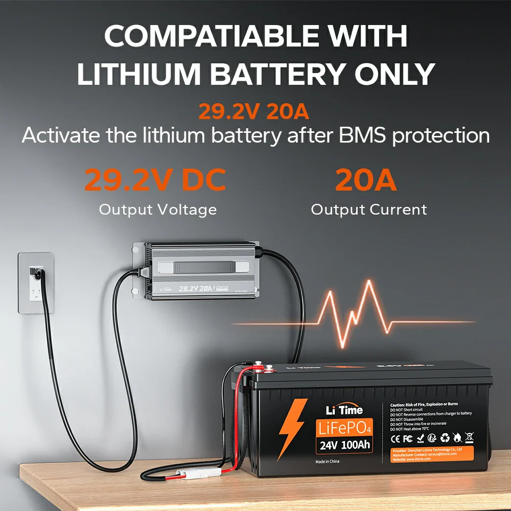 LiTime 24 (29.2) Volt 20A Mountable Lithium Battery Charger