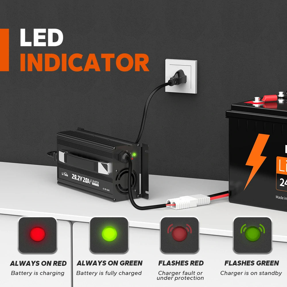 LiTime 24 (29.2) Volt 20A Mountable Lithium Battery Charger 3 LiTime 24 (29.2) Volt 20A Mountable Lithium Battery Charger