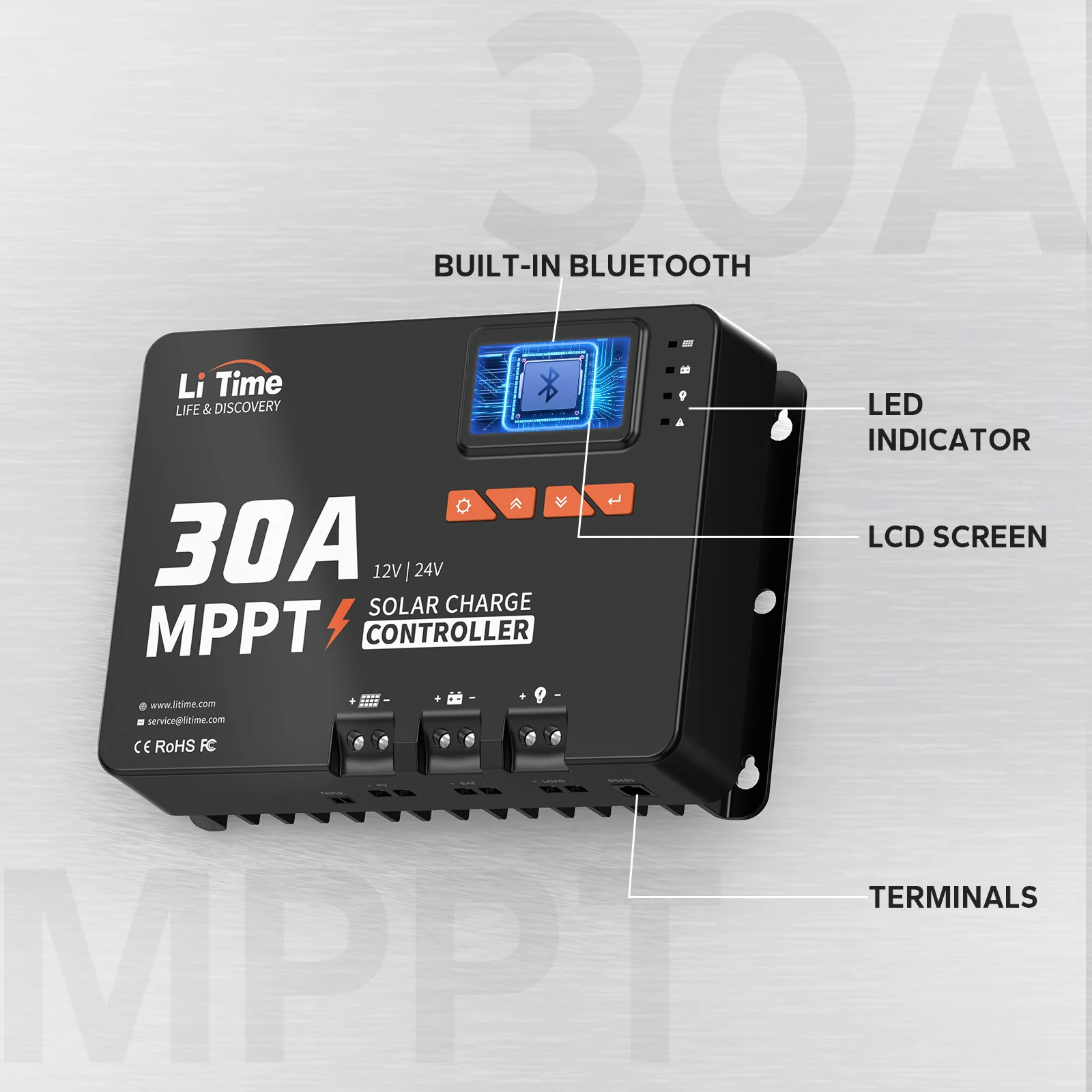 LiTime 30A MPPT 12V/24V Solar Charge Controller Bluetooth integrated 5 LiTime 30A MPPT 12V/24V Solar Charge Controller Bluetooth integrated