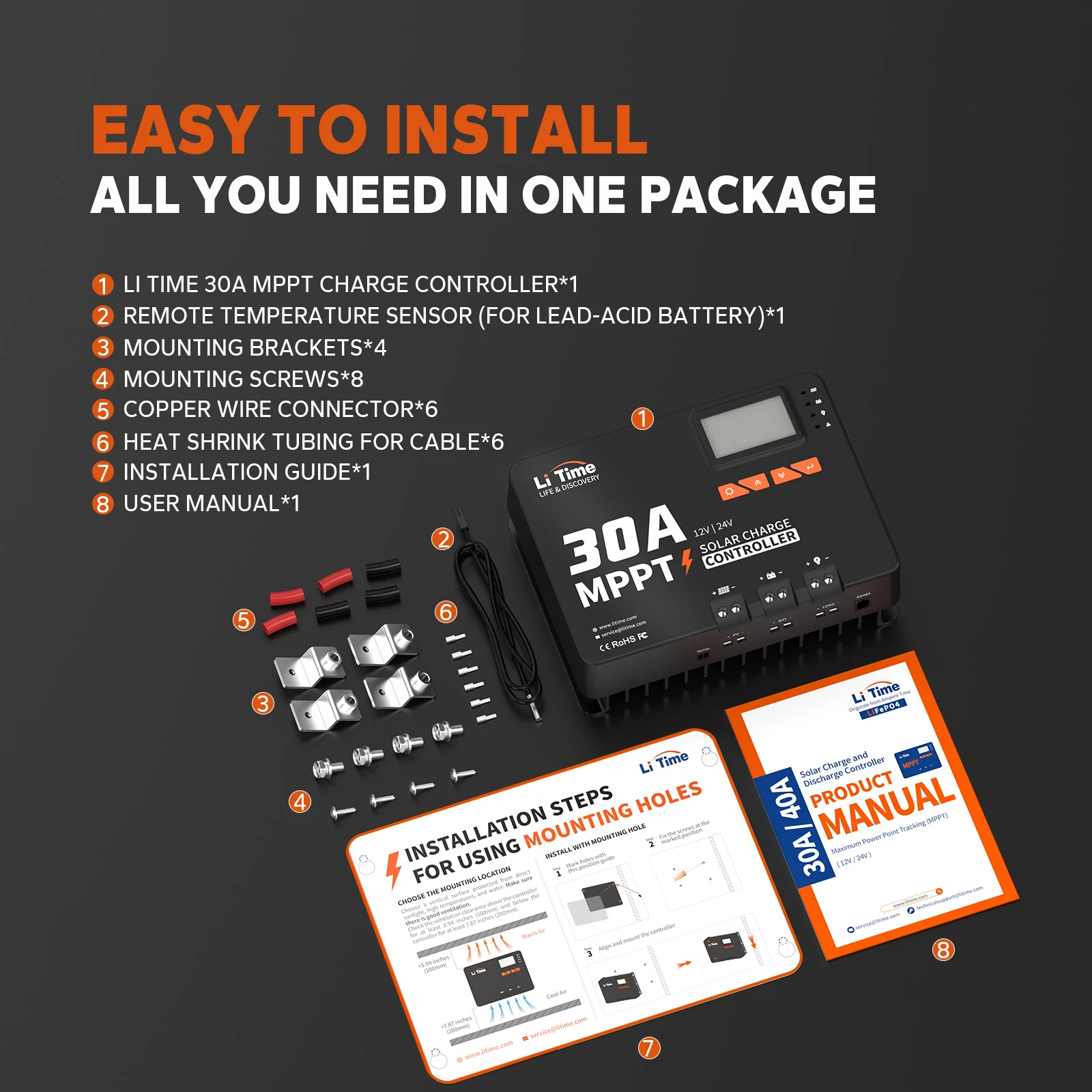 LiTime 30A MPPT 12V/24V Solar Charge Controller Bluetooth integrated 9 LiTime 30A MPPT 12V/24V Solar Charge Controller Bluetooth integrated