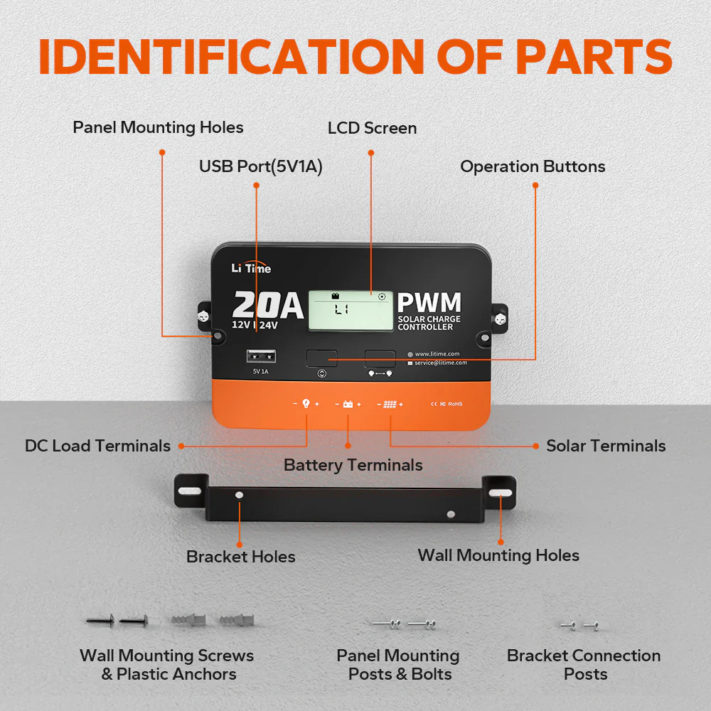 LiTime 20Amp 12V/24V PWM Solar Charge Controller 4 LiTime 20Amp 12V/24V PWM Solar Charge Controller