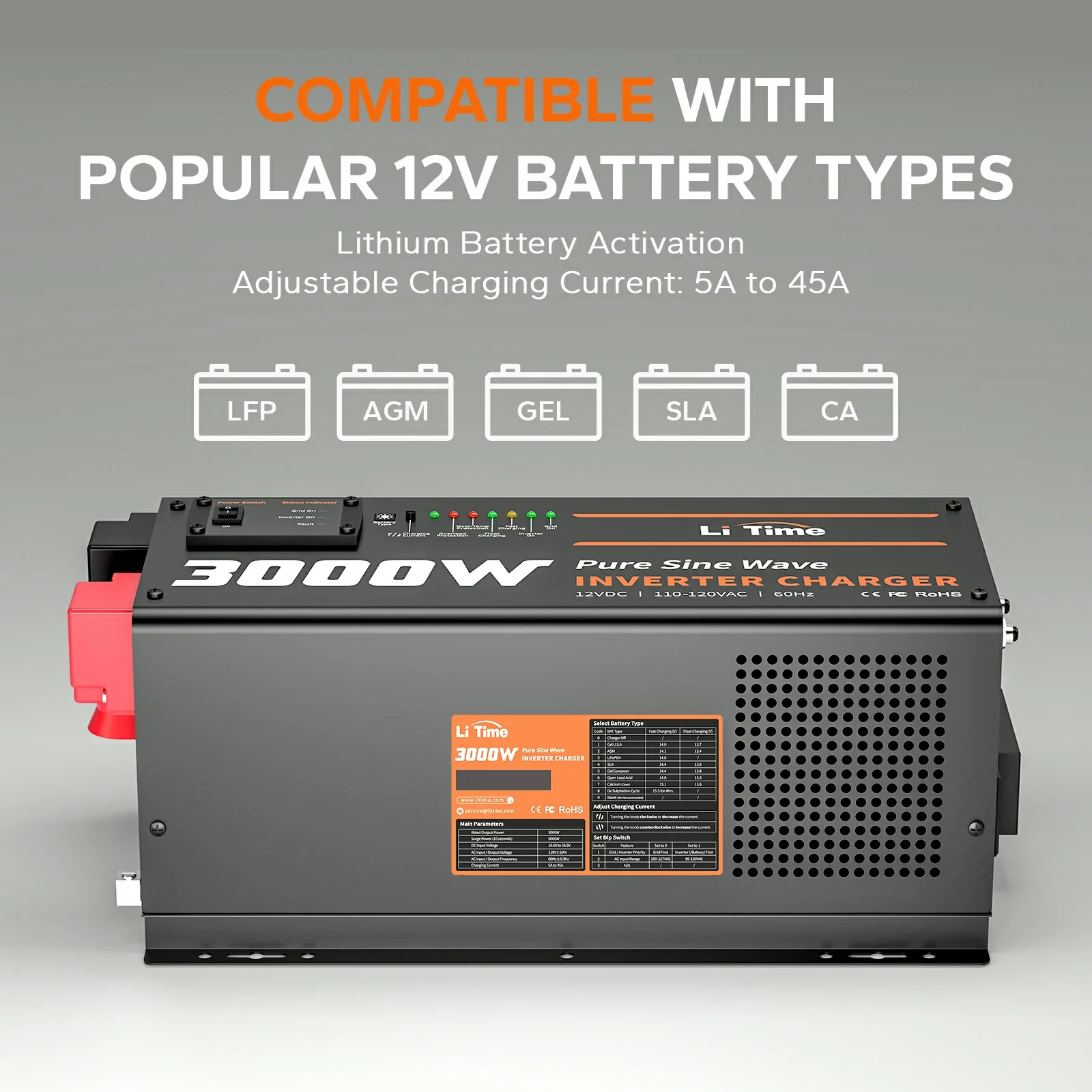 LiTime 3000 Watt Pure Sine Wave Inverter Charger 7 LiTime 3000 Watt Pure Sine Wave Inverter Charger