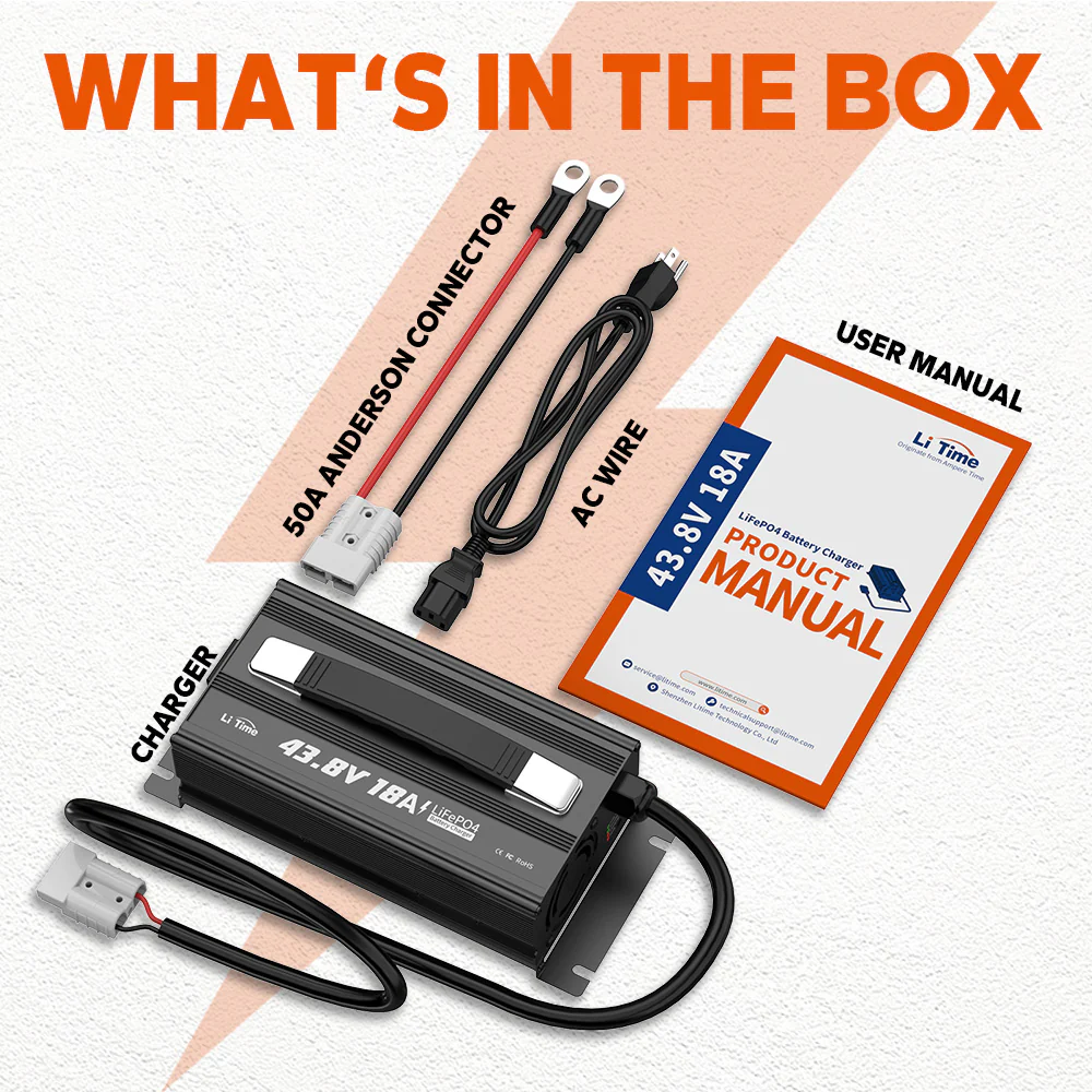 LiTime 36 Volt (43.8V) 18A LiFePO4 Lithium Golf Cart Battery Charger