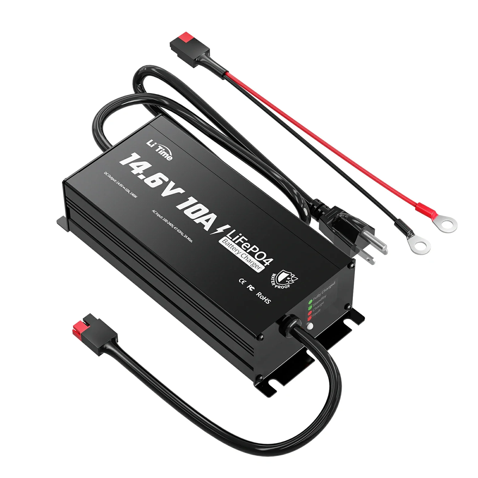 LiTime 12V (14.6V) 10A Lithium Battery Charger IP65 Waterproof
