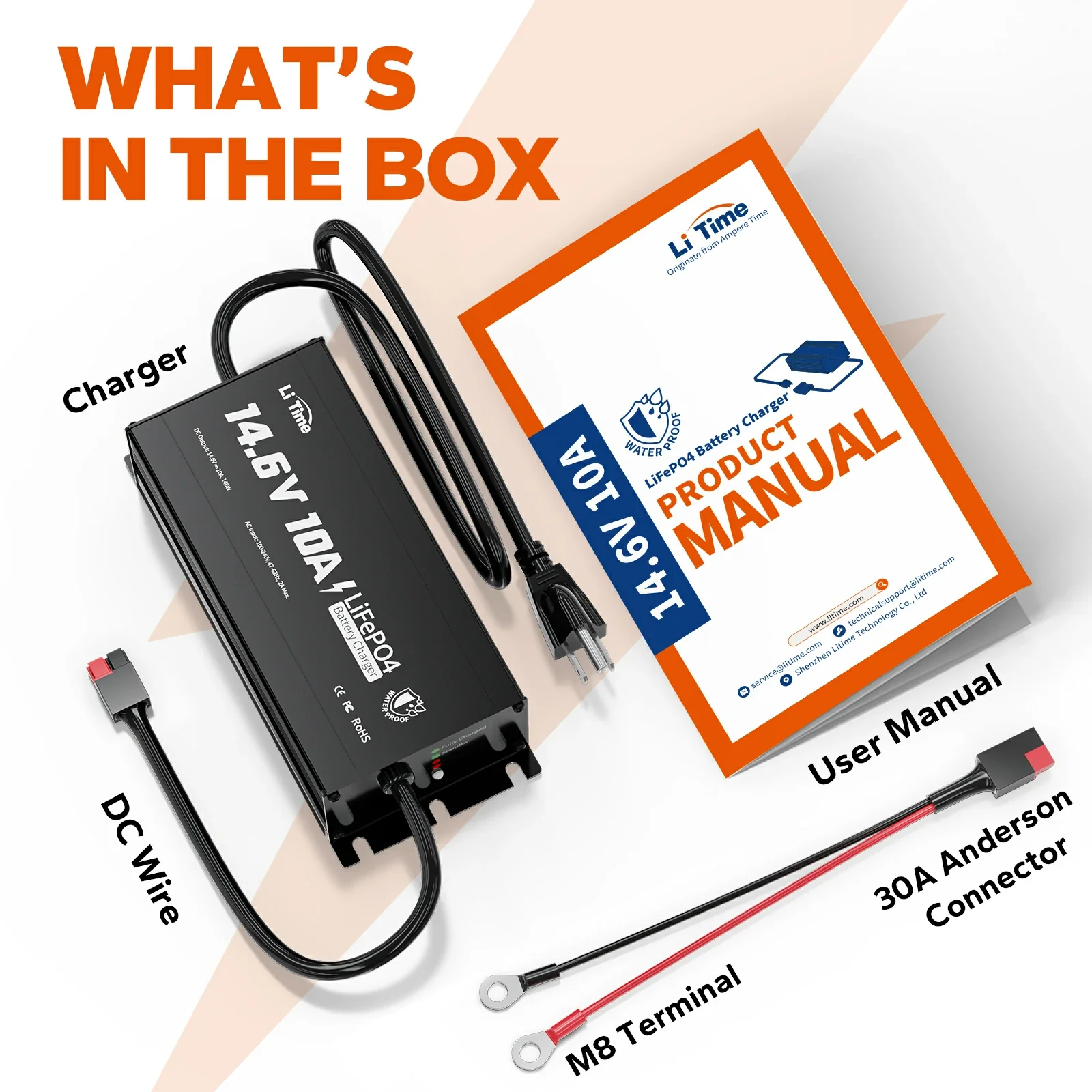 LiTime 12V (14.6V) 10A Lithium Battery Charger IP65 Waterproof 10 LiTime 12V (14.6V) 10A Lithium Battery Charger IP65 Waterproof