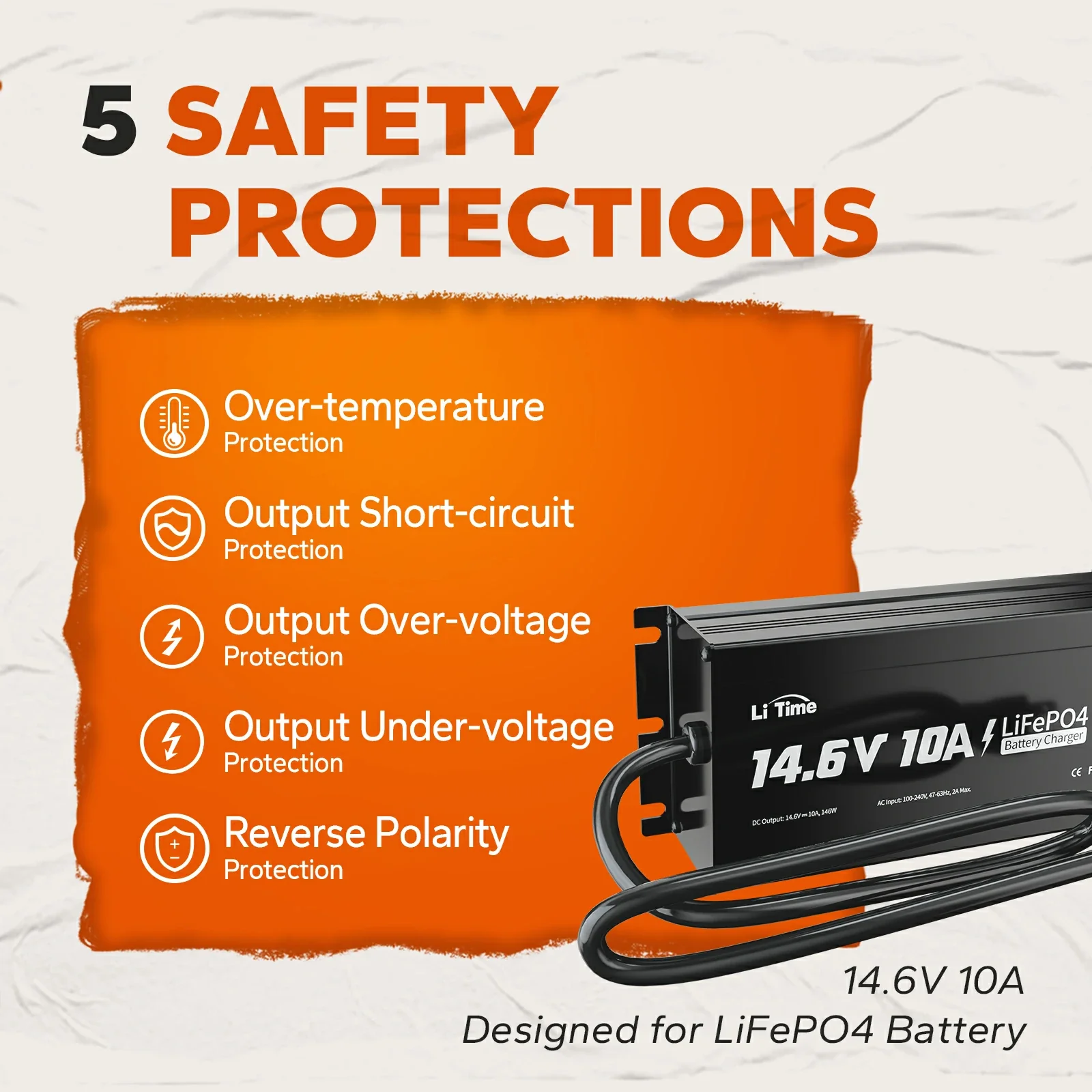 LiTime 12V (14.6V) 10A Lithium Battery Charger IP65 Waterproof 4 LiTime 12V (14.6V) 10A Lithium Battery Charger IP65 Waterproof