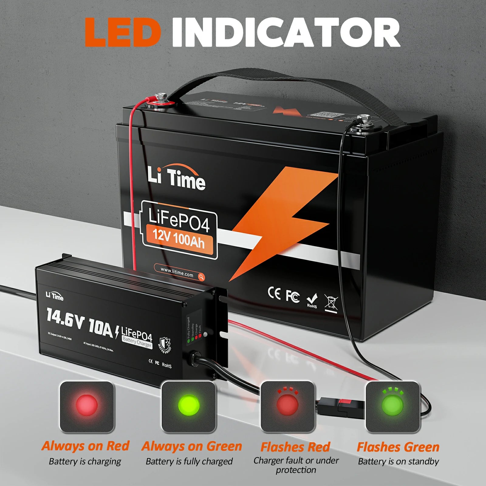 LiTime 12V (14.6V) 10A Lithium Battery Charger IP65 Waterproof 6 LiTime 12V (14.6V) 10A Lithium Battery Charger IP65 Waterproof