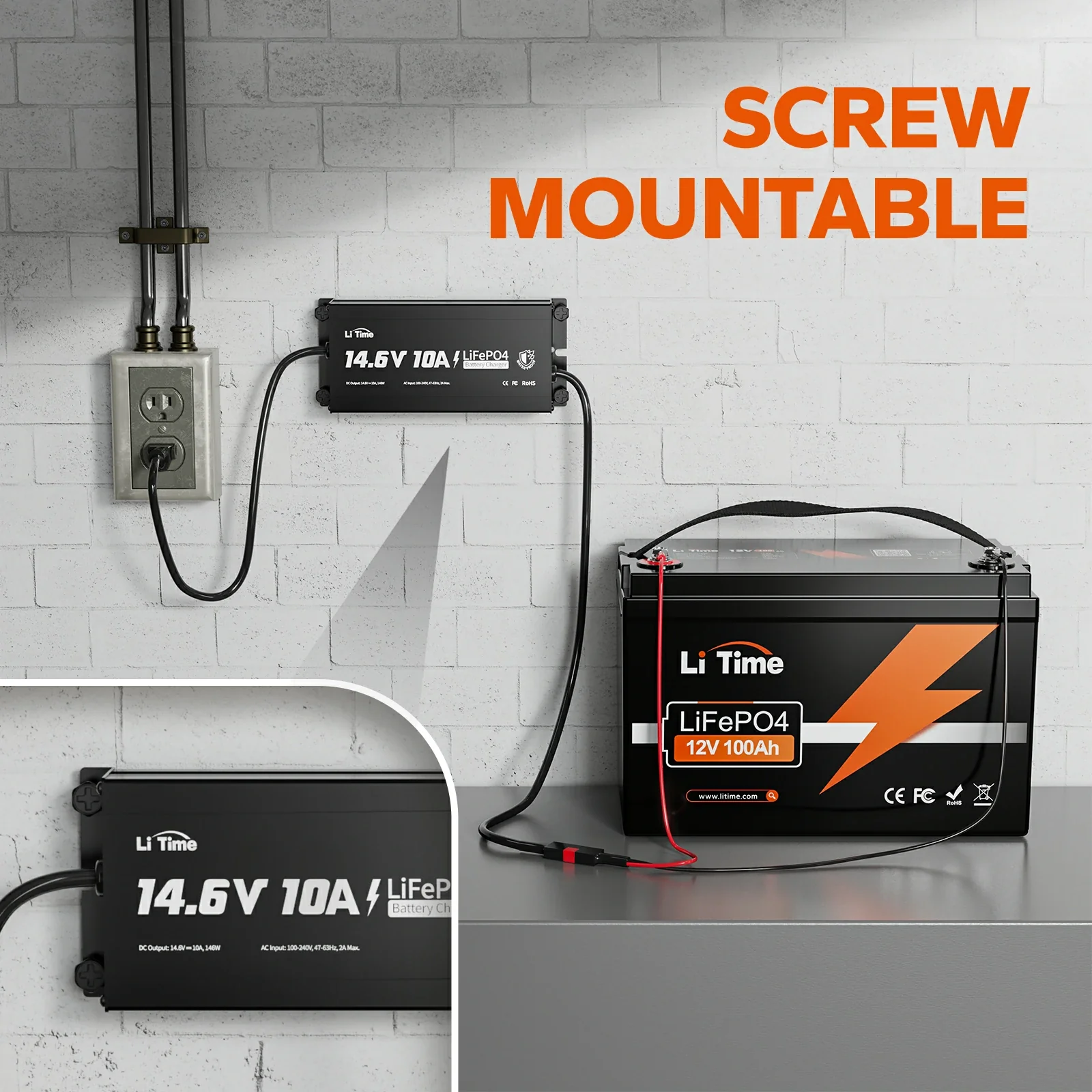 LiTime 12V (14.6V) 10A Lithium Battery Charger IP65 Waterproof 7 LiTime 12V (14.6V) 10A Lithium Battery Charger IP65 Waterproof