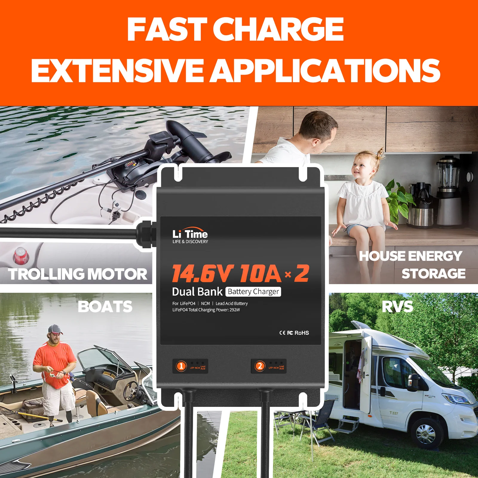 LiTime 2 Bank 12V 10A Battery Charger 12 LiTime 2 Bank 12V 10A Battery Charger