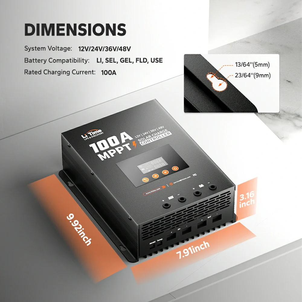LiTime 100A MPPT 12V/24V/36V/48V Bluetooth Solar Charge Controller