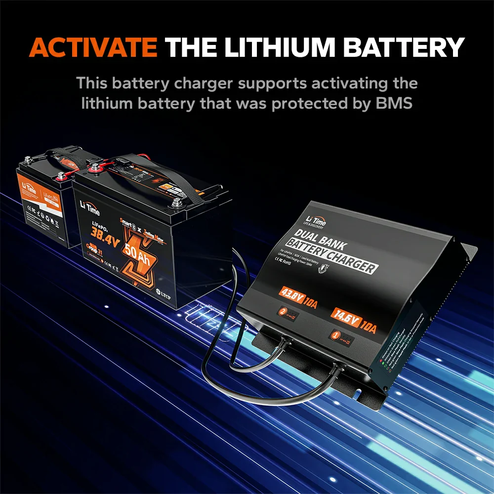 LiTime 10A 2 Bank 36V & 12V Battery Charger