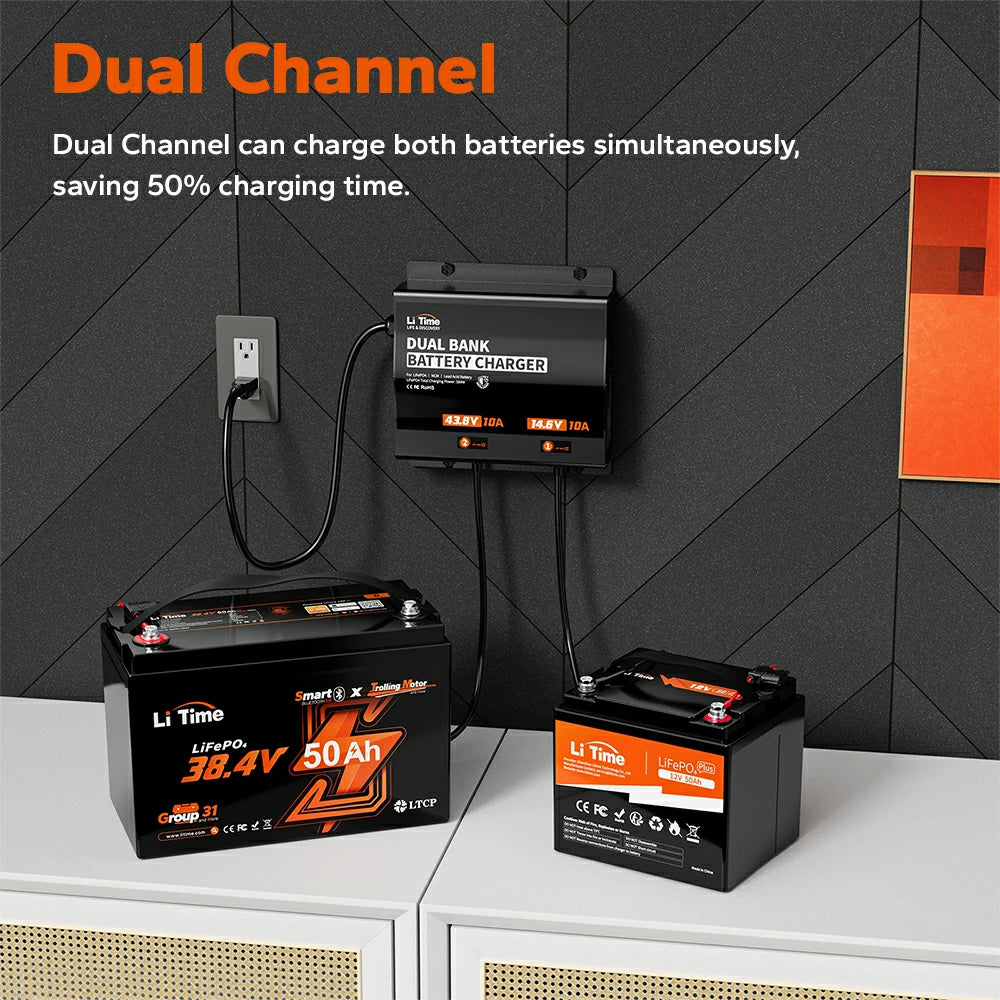 LiTime 10A 2 Bank 36V & 12V Battery Charger