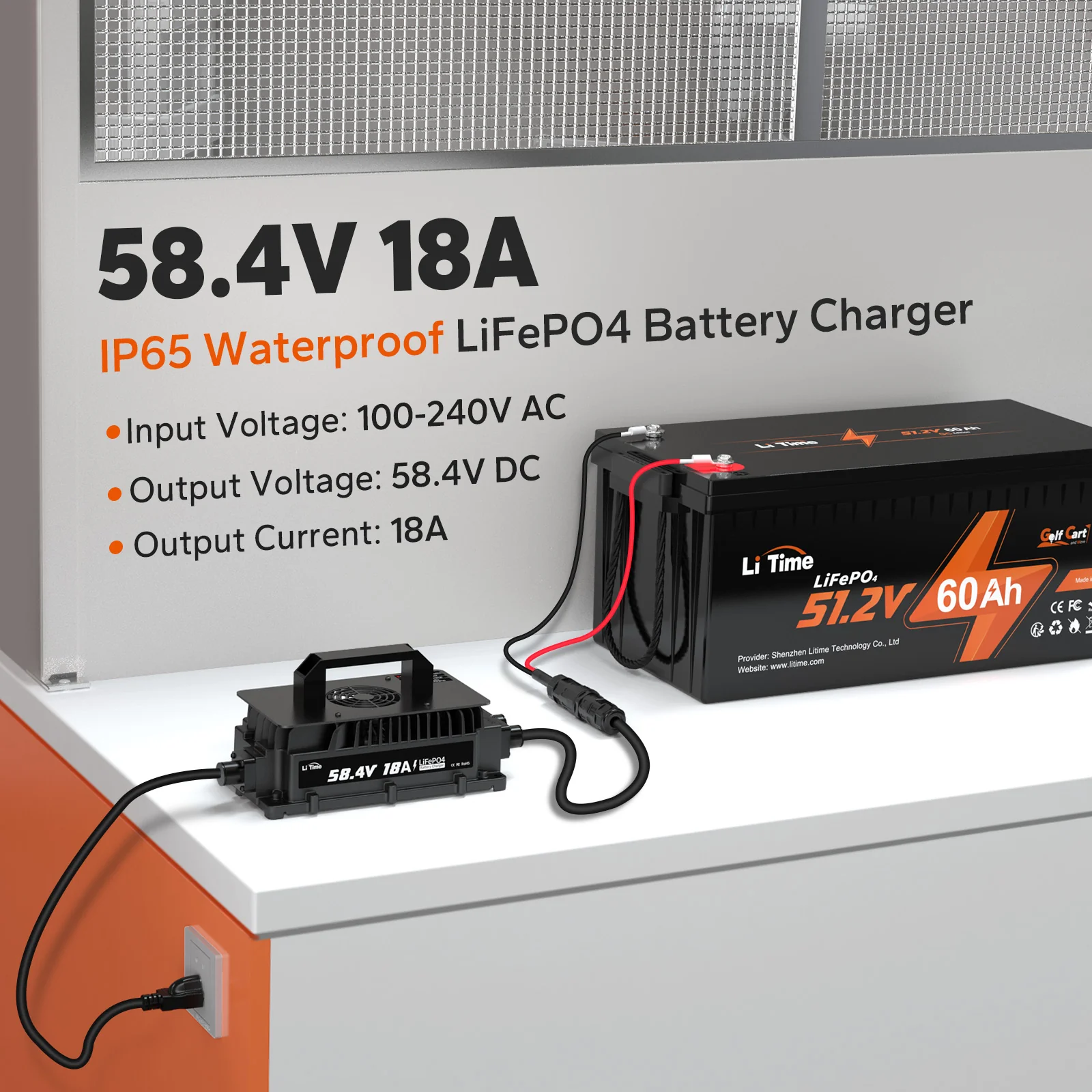 LiTime 48 Volt (58.4) 18A LiFePO4 Battery Charger IP65 Waterproof 4 LiTime 48 Volt (58.4) 18A LiFePO4 Battery Charger IP65 Waterproof