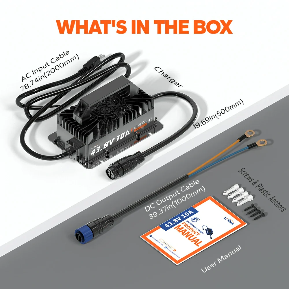 LiTime 36V (43.8V) 10A Lithium Golf Cart Waterproof Battery Charger 10 LiTime 36V (43.8V) 10A Lithium Golf Cart Waterproof Battery Charger