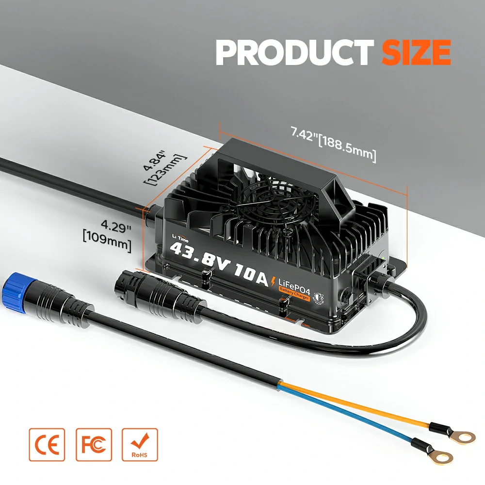 LiTime 36V (43.8V) 10A Lithium Golf Cart Waterproof Battery Charger