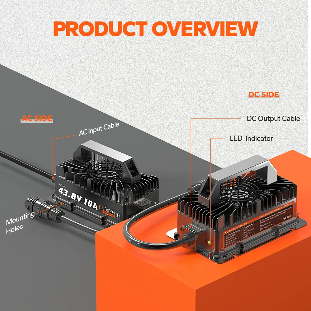 LiTime 36V (43.8V) 10A Lithium Golf Cart Waterproof Battery Charger 3 LiTime 36V (43.8V) 10A Lithium Golf Cart Waterproof Battery Charger