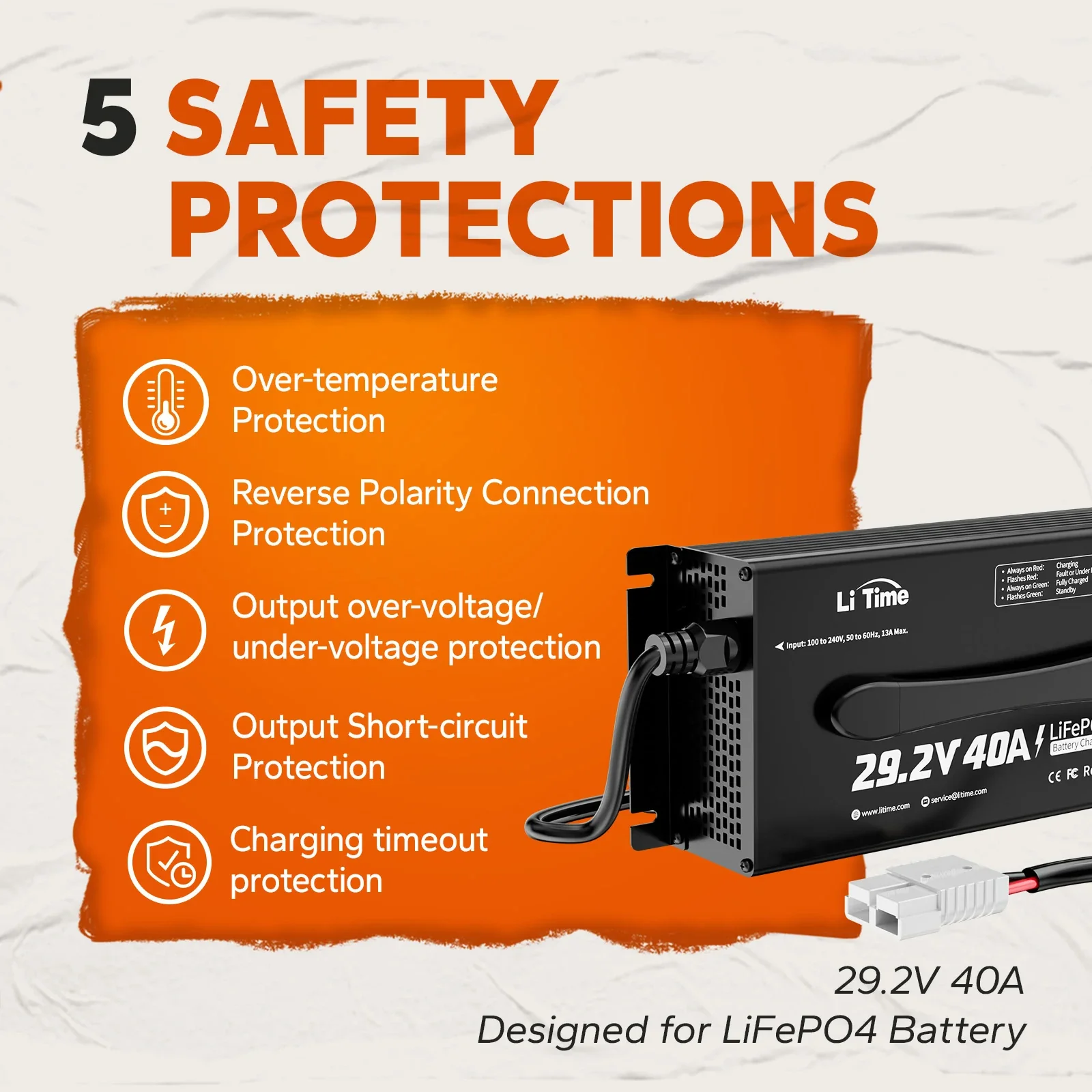 LiTime 24 (29.2) Volt 40A Mountable Lithium Battery Charger