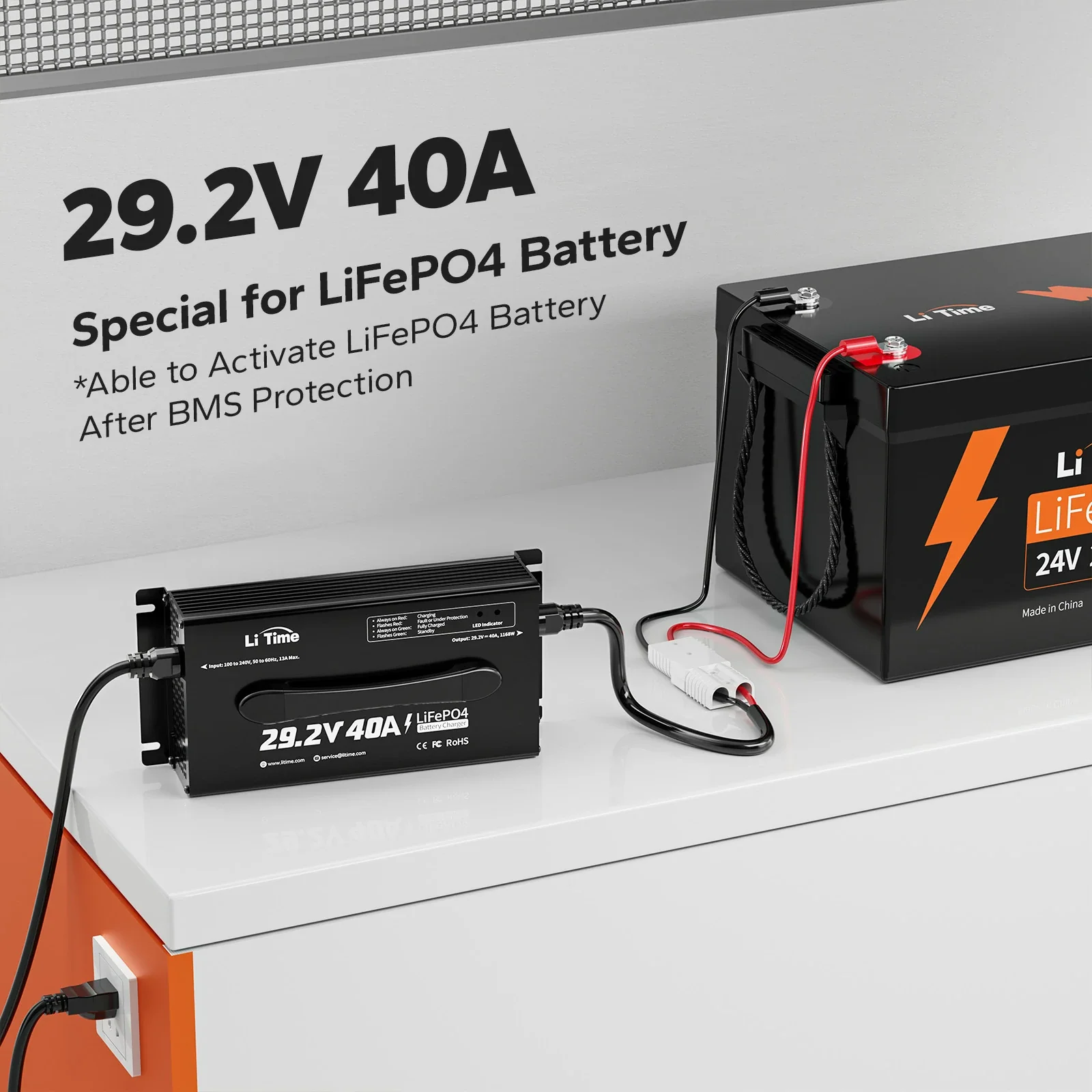 LiTime 24 (29.2) Volt 40A Mountable Lithium Battery Charger