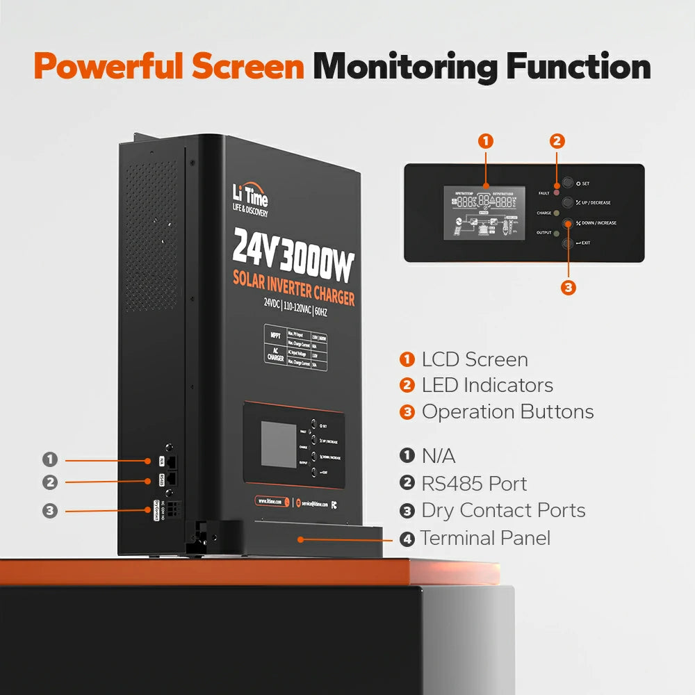 LiTime 24V 3000W Pure Sine Wave Solar Inverter Charger 4 LiTime 24V 3000W Pure Sine Wave Solar Inverter Charger