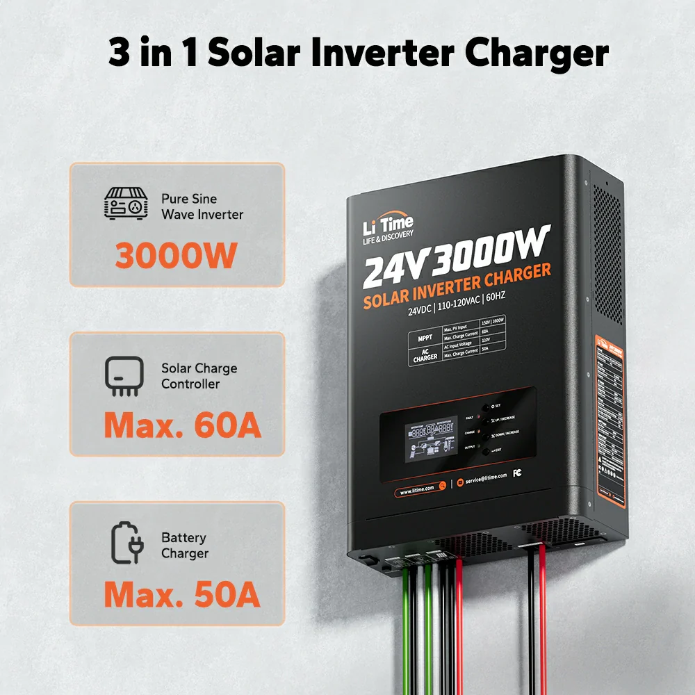 ✅Like New✅LiTime 24V 3000W Pure Sine Wave Solar Inverter Charger