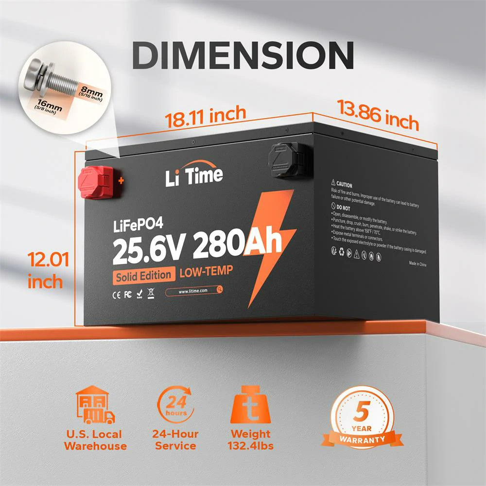 ✅Like New✅LiTime 24V 280Ah Lithium Battery For Off-grid & Home Backup with Low-Temp Protection