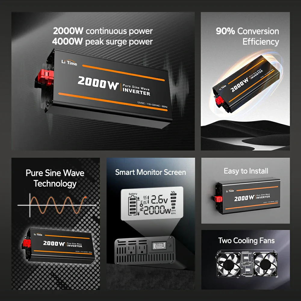 ✅Like New✅LiTime 2000 Watt 12V Pure Sine Wave Inverter