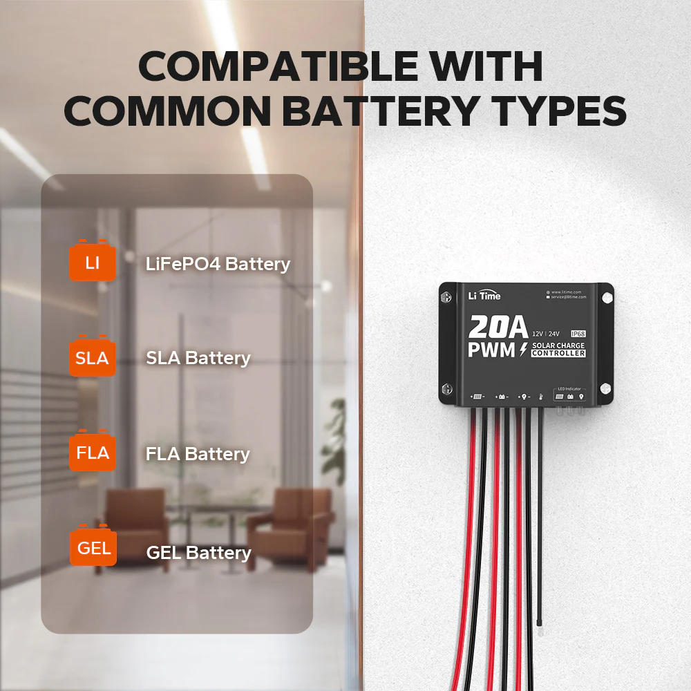 ✅Like New✅LiTime 12V/24V 20A PWM Solar Charge Controller with Bluetooth 4 ✅Like New✅LiTime 12V/24V 20A PWM Solar Charge Controller with Bluetooth